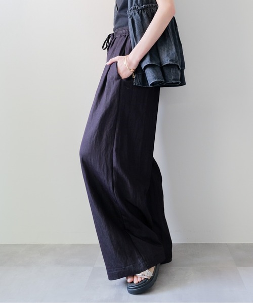 DOLLUPOOPS(ドールアップウップス)の「Easy Wide-Straight Pants(イージーワイドストレートパンツ)(その他パンツ・レディース・ブラック/ブルー・MEDIUM)」の3枚目の写真