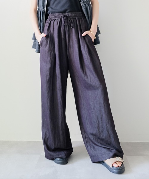 DOLLUPOOPS(ドールアップウップス)の「Easy Wide-Straight Pants(イージーワイドストレートパンツ)(その他パンツ・レディース・ブラック/ブルー・MEDIUM)」の4枚目の写真