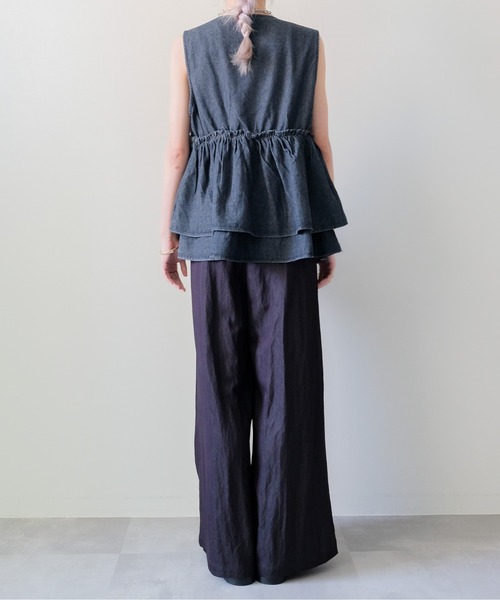 DOLLUPOOPS(ドールアップウップス)の「Easy Wide-Straight Pants(イージーワイドストレートパンツ)(その他パンツ・レディース・ブラック/ブルー・MEDIUM)」の8枚目の写真