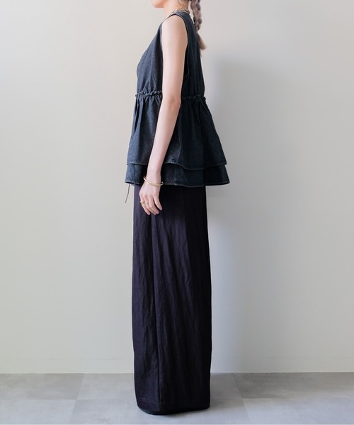 DOLLUPOOPS(ドールアップウップス)の「Easy Wide-Straight Pants(イージーワイドストレートパンツ)(その他パンツ・レディース・ブラック/ブルー・MEDIUM)」の9枚目の写真