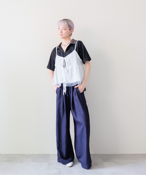 DOLLUPOOPS(ドールアップウップス)の「Easy Wide-Straight Pants(イージーワイドストレートパンツ)(その他パンツ・レディース・ブラック/ブルー・MEDIUM)」の12枚目の写真