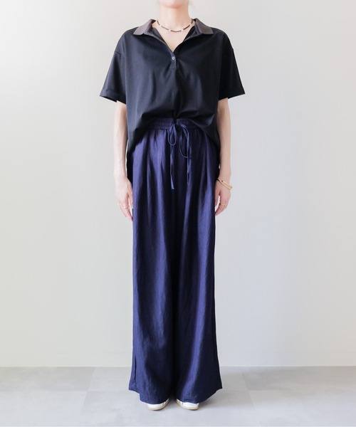 DOLLUPOOPS(ドールアップウップス)の「Easy Wide-Straight Pants(イージーワイドストレートパンツ)(その他パンツ・レディース・ブラック/ブルー・MEDIUM)」の17枚目の写真