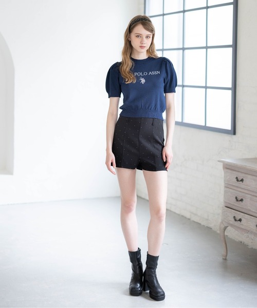 U.S. POLO ASSN.(ユーエスポロアッスン)の「【U.S. POLO ASSN.】clear 別注 ロゴ刺繍半袖ニットトップス(ニット/セーター・レディース・ネイビー/オフホワイト/ピンク/サックスブルー/ボルドー/ブラウン・F)」の22枚目の写真