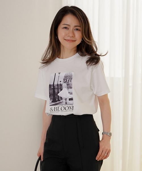 &BLOOM(アンドブルーム)の「プリント Tシャツ (パリ風景フォト) &BLOOM(アンドブルーム)(Tシャツ/カットソー・レディース・ホワイト・M/L)」の4枚目の写真