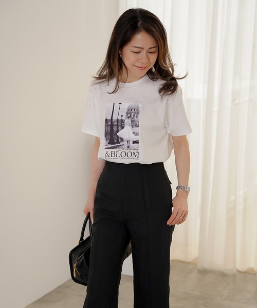 &BLOOM(アンドブルーム)の「プリント Tシャツ (パリ風景フォト) &BLOOM(アンドブルーム)(Tシャツ/カットソー・レディース・ホワイト・M/L)」の5枚目の写真