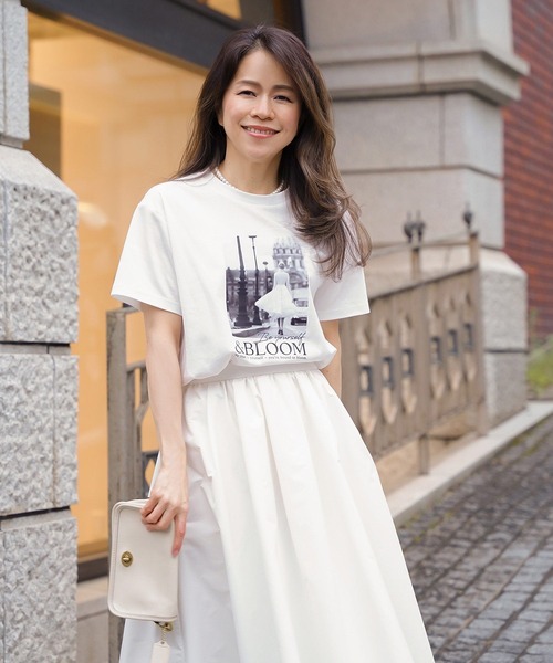 &BLOOM(アンドブルーム)の「プリント Tシャツ (パリ風景フォト) &BLOOM(アンドブルーム)(Tシャツ/カットソー・レディース・ホワイト・M/L)」の6枚目の写真