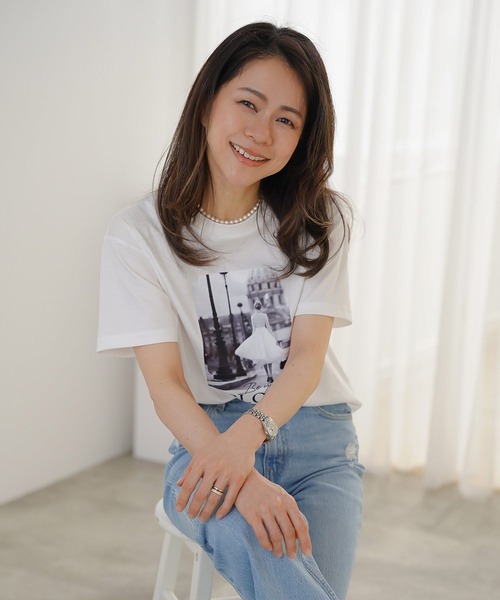 &BLOOM(アンドブルーム)の「プリント Tシャツ (パリ風景フォト) &BLOOM(アンドブルーム)(Tシャツ/カットソー・レディース・ホワイト・M/L)」の9枚目の写真