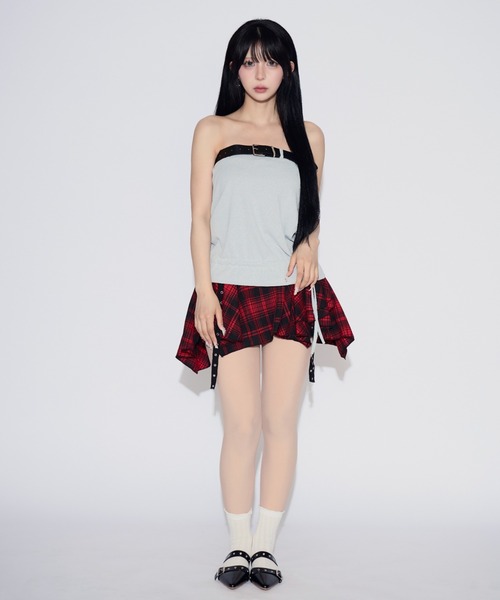 tinkerend（ティンカーエンド）の「Wide Belt Frill Tube Top / ワイドベルトチューブトップ（チューブトップ・レディース・グレー・FREE）」の17枚目の写真