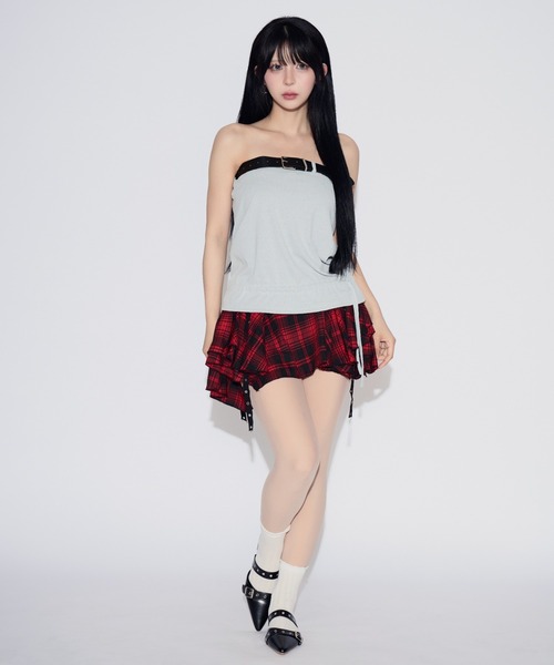 tinkerend（ティンカーエンド）の「Wide Belt Frill Tube Top / ワイドベルトチューブトップ（チューブトップ・レディース・グレー・FREE）」の18枚目の写真