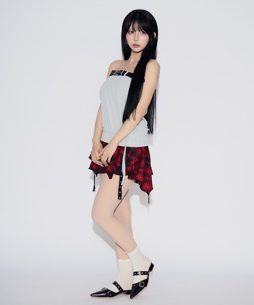 tinkerend（ティンカーエンド）の「Wide Belt Frill Tube Top / ワイドベルトチューブトップ（チューブトップ・レディース・グレー・FREE）」の19枚目の写真