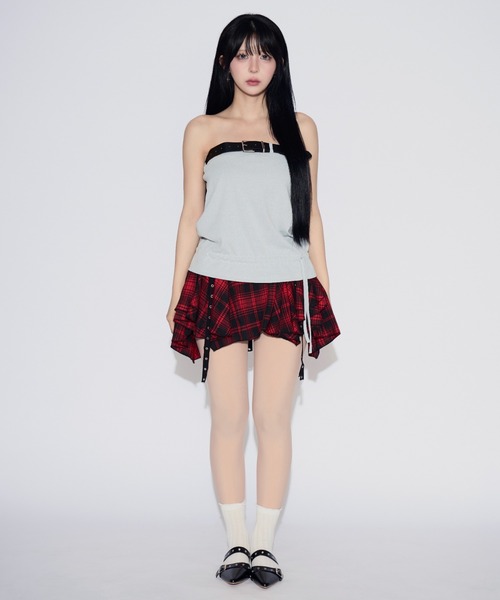 tinkerend（ティンカーエンド）の「Wide Belt Frill Tube Top / ワイドベルトチューブトップ（チューブトップ・レディース・グレー・FREE）」の16枚目の写真