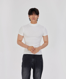 MAKEITTO（メイキット）の「ハーフネックスリムTシャツ_ホワイト（Tシャツ/カットソー）」