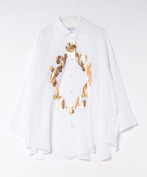 Vivienne Westwood(ヴィヴィアンウエストウッド)の「コットンボイルミラープリントシャツ(シャツ/ブラウス・レディース・ホワイト/ブラック・FREE)」の1枚目の写真