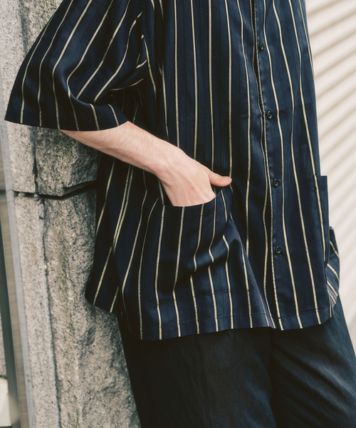 417 EDIFICE(フォーワンセブンエディフィス)の「グリッターストライプ オープンカラーシャツ(シャツ/ブラウス・メンズ・ブラウン/ブラック・LARGE/MEDIUM)」の12枚目の写真