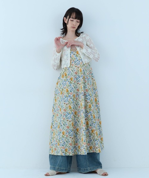 flaeu(フラユ)の「Vintage Flower Camisole Dress(ワンピース・レディース・ブラック/アイボリー・FREE)」の8枚目の写真