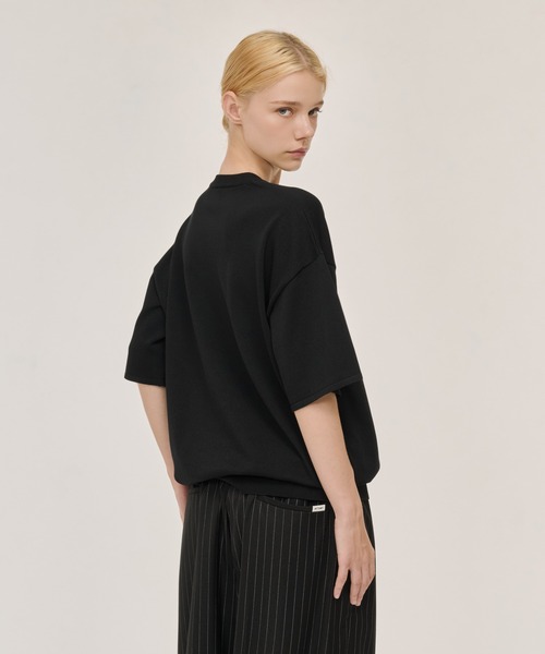 WETTEMPT(ウィテンプト)の「HIGH GAUGE HENRY NECK S/S KNIT / ハイゲージヘンリーネックS/Sニット(ニット/セーター・メンズ・ネイビー/グレー/ブラック・SMALL/MEDIUM/LARGE)」の7枚目の写真