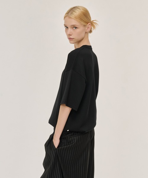 WETTEMPT(ウィテンプト)の「HIGH GAUGE HENRY NECK S/S KNIT / ハイゲージヘンリーネックS/Sニット(ニット/セーター・メンズ・ネイビー/グレー/ブラック・SMALL/MEDIUM/LARGE)」の6枚目の写真