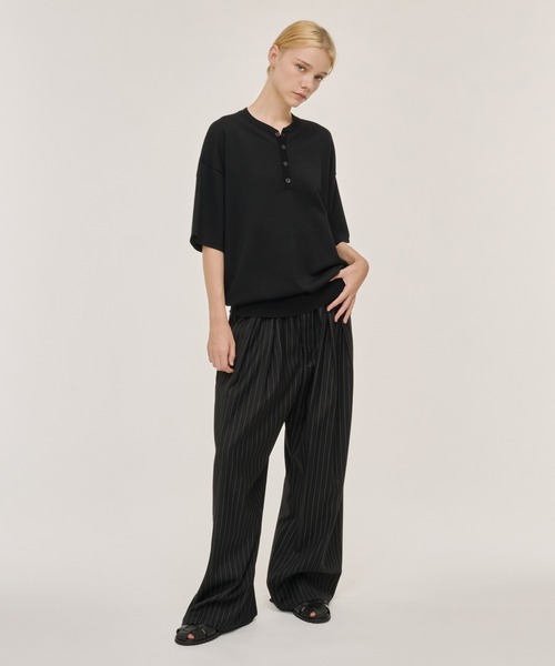 WETTEMPT(ウィテンプト)の「HIGH GAUGE HENRY NECK S/S KNIT / ハイゲージヘンリーネックS/Sニット(ニット/セーター・メンズ・ネイビー/グレー/ブラック・SMALL/MEDIUM/LARGE)」の12枚目の写真