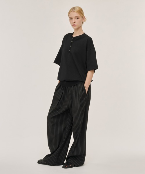 WETTEMPT(ウィテンプト)の「HIGH GAUGE HENRY NECK S/S KNIT / ハイゲージヘンリーネックS/Sニット(ニット/セーター・メンズ・ネイビー/グレー/ブラック・SMALL/MEDIUM/LARGE)」の13枚目の写真
