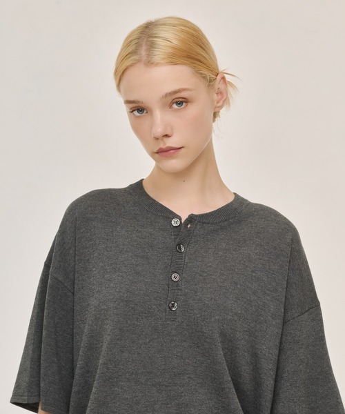 WETTEMPT(ウィテンプト)の「HIGH GAUGE HENRY NECK S/S KNIT / ハイゲージヘンリーネックS/Sニット(ニット/セーター・メンズ・ネイビー/グレー/ブラック・SMALL/MEDIUM/LARGE)」の22枚目の写真