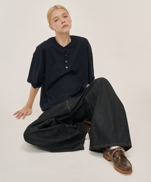WETTEMPT(ウィテンプト)の「HIGH GAUGE HENRY NECK S/S KNIT / ハイゲージヘンリーネックS/Sニット(ニット/セーター・メンズ・ネイビー/グレー/ブラック・SMALL/MEDIUM/LARGE)」の14枚目の写真