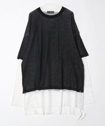 BOXY REVERSED MESH LAYERED LS TEE