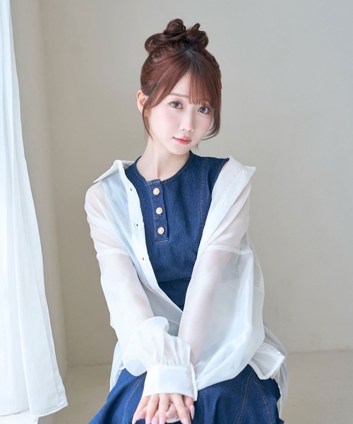 Rose Muse(ロゼミューズ)の「Volume sleeve sheer shirt(シャツ/ブラウス・レディース・ホワイト・FREE)」の4枚目の写真