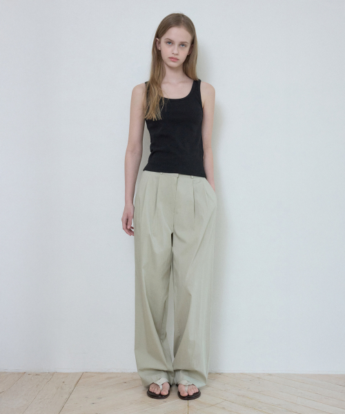 WEDNESDAYOASISFORWOMEN(ウェンズデー オアシス フォー ウーマン)の「W/ミューズ ツーピンタック セミワイドパンツ_LIGHT BEIGE(W25-PT04)(その他パンツ・レディース・ライトベージュ・SMALL/MEDIUM/LARGE)」の3枚目の写真
