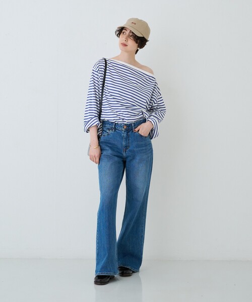 Rouge vif(ルージュヴィフ)の「ボーダーボートネックカットソー/ロングスリーブTシャツ(Tシャツ/カットソー・レディース・ブラック/ブルー・フリー)」の13枚目の写真