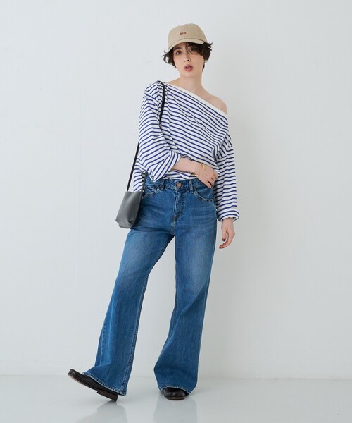 Rouge vif(ルージュヴィフ)の「ボーダーボートネックカットソー/ロングスリーブTシャツ(Tシャツ/カットソー・レディース・ブラック/ブルー・フリー)」の15枚目の写真