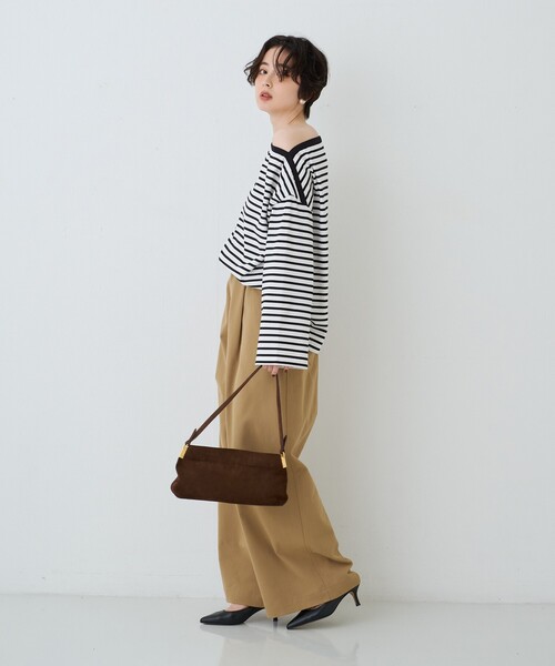 Rouge vif(ルージュヴィフ)の「ボーダーボートネックカットソー/ロングスリーブTシャツ(Tシャツ/カットソー・レディース・ブラック/ブルー・フリー)」の20枚目の写真