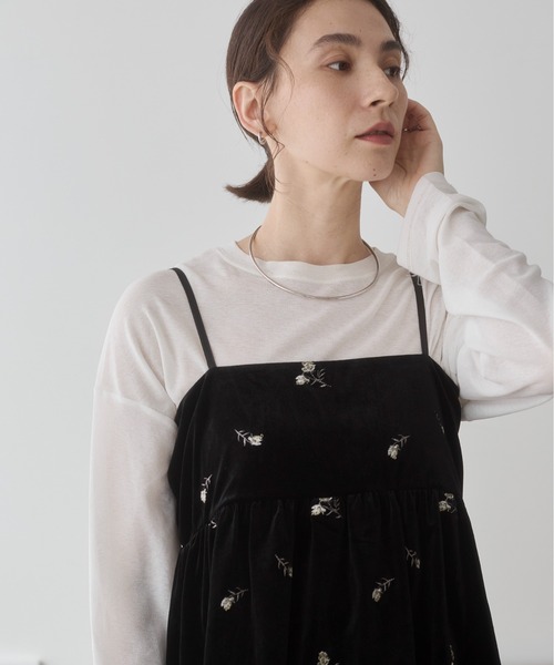 ANGIE(アンジー)の「ベロア 花柄 刺繍 ペプラムキャミソール ビスチェ / 秋服(キャミソール・レディース・ブラウン/ブラック・FREE)」の14枚目の写真