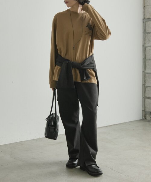 ear PAPILLONNER(イアパピヨネ)の「ラフスウェットトップス【SUM1 STYLE×MONT KEMMEL】(Tシャツ/カットソー・レディース・アイボリー/ブラック・FREE)」の6枚目の写真