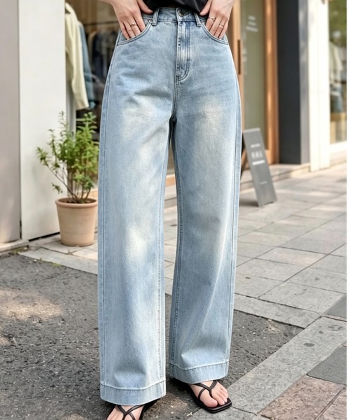 AsRiRe（アスリレイ）の「26ss ストレートベーシックワイドデニムパンツ（デニムパンツ・レディース・サックスブルー・S/M/L）」の8枚目の写真