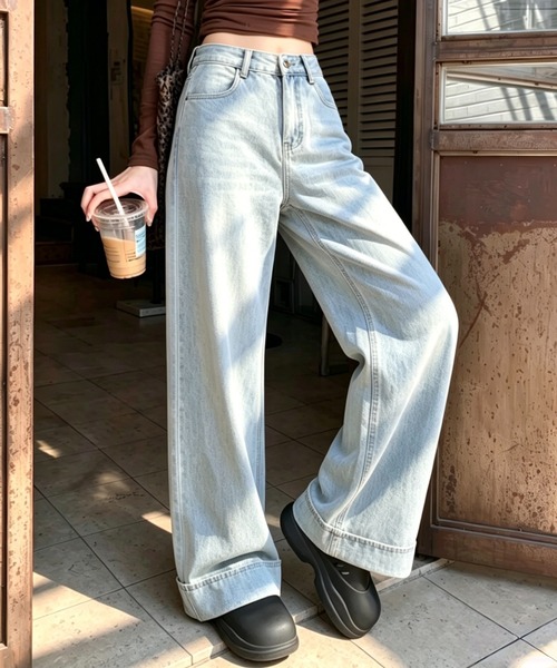 AsRiRe（アスリレイ）の「26ss ストレートベーシックワイドデニムパンツ（デニムパンツ・レディース・サックスブルー・S/M/L）」の6枚目の写真
