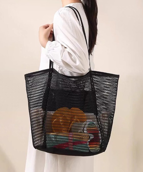 ReRe(リリ)の「大容量メッシュトートバッグ(トートバッグ・レディース・ピンク/ブラウン/オフホワイト/ブラック・FREE)」の12枚目の写真