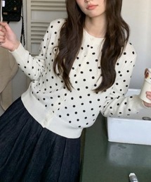 ドット柄ニットカーディガン