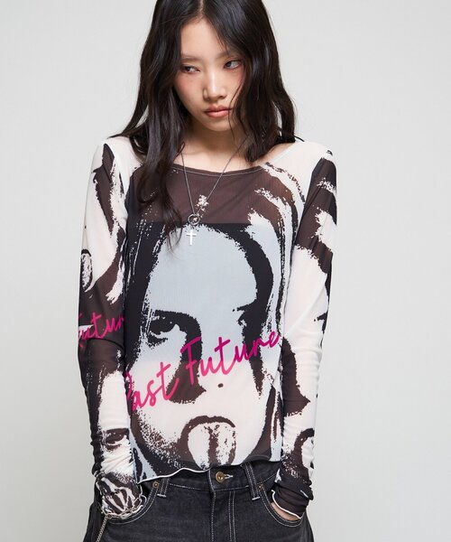 WHO'S WHO gallery(フーズフーギャラリー)の「【26AW LOOK掲載品番】シャーロットミューズパワーメッシュ(Tシャツ/カットソー・レディース・イエロー/オフホワイト/チャコールグレー/ピンク・FREE)」の5枚目の写真