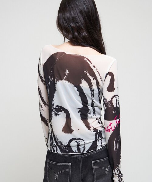WHO'S WHO gallery(フーズフーギャラリー)の「【26AW LOOK掲載品番】シャーロットミューズパワーメッシュ(Tシャツ/カットソー・レディース・イエロー/オフホワイト/チャコールグレー/ピンク・FREE)」の8枚目の写真