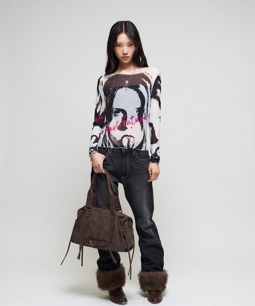 WHO'S WHO gallery(フーズフーギャラリー)の「【26AW LOOK掲載品番】シャーロットミューズパワーメッシュ(Tシャツ/カットソー・レディース・イエロー/オフホワイト/チャコールグレー/ピンク・FREE)」の9枚目の写真