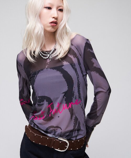 WHO'S WHO gallery(フーズフーギャラリー)の「【26AW LOOK掲載品番】シャーロットミューズパワーメッシュ(Tシャツ/カットソー・レディース・イエロー/オフホワイト/チャコールグレー/ピンク・FREE)」の10枚目の写真