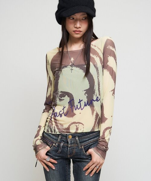 WHO'S WHO gallery(フーズフーギャラリー)の「【26AW LOOK掲載品番】シャーロットミューズパワーメッシュ(Tシャツ/カットソー・レディース・イエロー/オフホワイト/チャコールグレー/ピンク・FREE)」の16枚目の写真
