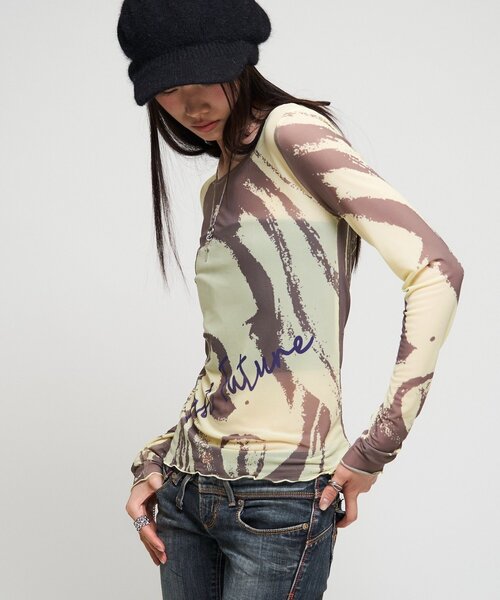 WHO'S WHO gallery(フーズフーギャラリー)の「【26AW LOOK掲載品番】シャーロットミューズパワーメッシュ(Tシャツ/カットソー・レディース・イエロー/オフホワイト/チャコールグレー/ピンク・FREE)」の17枚目の写真