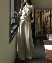 ノースリーブトップスワイドパンツセットアップ