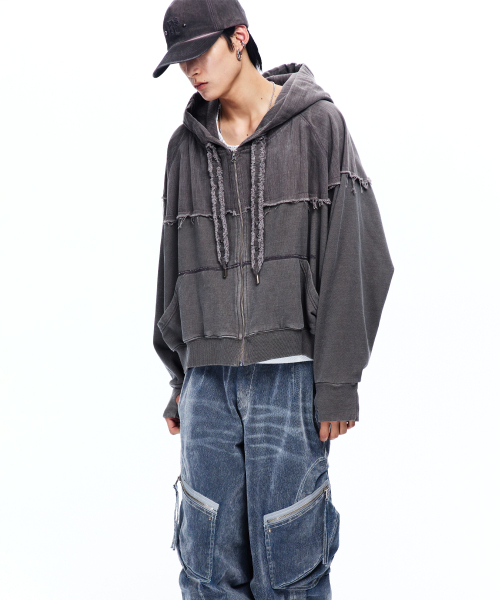 RSSC（アールエスエスシー）の「MIX CROP HOOD ZIPUP - ASH GRAY（パーカー・レディース・その他・1/2）」の2枚目の写真