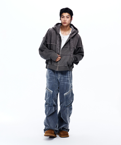 RSSC（アールエスエスシー）の「MIX CROP HOOD ZIPUP - ASH GRAY（パーカー・レディース・その他・1/2）」の3枚目の写真