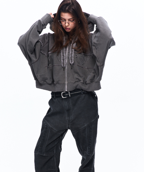 RSSC（アールエスエスシー）の「MIX CROP HOOD ZIPUP - ASH GRAY（パーカー・レディース・その他・1/2）」の5枚目の写真