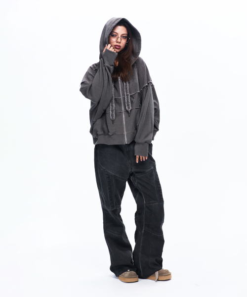 RSSC（アールエスエスシー）の「MIX CROP HOOD ZIPUP - ASH GRAY（パーカー・レディース・その他・1/2）」の6枚目の写真