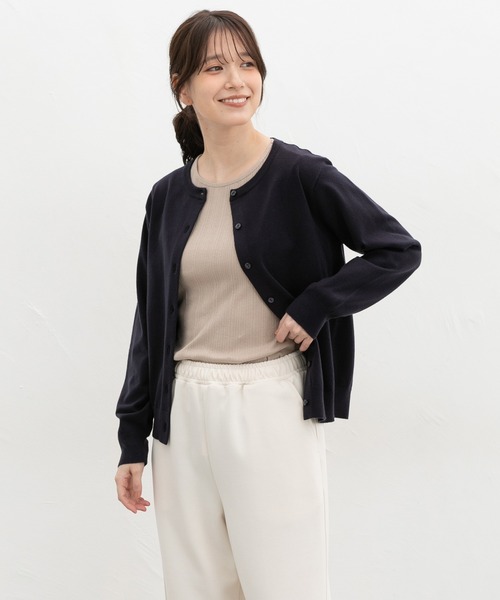 Honeys(ハニーズ)の「【しなやかニット・ヒアルロン酸加工】ヒアルロン酸クルーカーデ(カーディガン/ボレロ・レディース・グリーン/ブラック/ベージュ/ダークブラウン/レッド/ネイビー/イエロー/オレンジ・L/LL/M/S)」の6枚目の写真