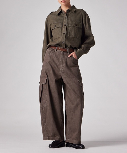 Paul Smith(ポールスミス)の「ウィメンズ ウォッシュドデニム ワークトラウザーズ / 265202 412T(その他パンツ・レディース・オリーブ/ブラウン・40)」の1枚目の写真